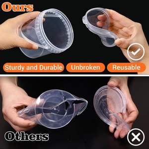 Gobelets en plastique PET à paroi simple transparents avec couvercle et paille, seau à boisson réutilisable avec poignée pour café glacé - Product Image 2