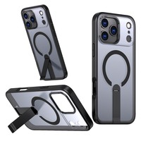 Coque transparente de luxe avec support magnétique invisible pour iPhone 17 Pro Max, 17 Air, 18, 16, 15, 14 Plus, 13, 12, 11 Pro Max