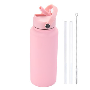 Outdoor Portable Insulated <b>Cup</b> 1000ml Stainless Steel With Straw <b>Large</b> Capacity For Sport Water Bottle Blue - Product Image 4