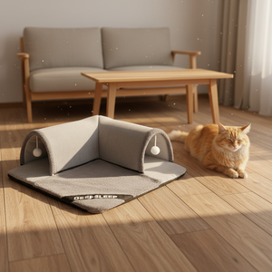 Tunnel pour chat en peluche écologique, housse amovible, lavable, doux et léger, style classique, lit pour animaux de compagnie toutes saisons - Product Image 5