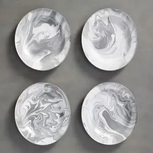 China wholesale high quality small large size round marbling granite custom enamel dinnerware kids plates dishes