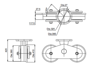 Doppel-Einzelflansch-Stahl rad Rollen für öl getauchten Trocken transformator mit fester Halterung - Product Image 3