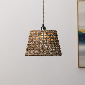 Rustic Woven Pendant Light E27 Round Chocolate Color For Bedroom Coffee Shop Dining Room <b>Decorative</b> <b>Lighting</b> - Product Image 4