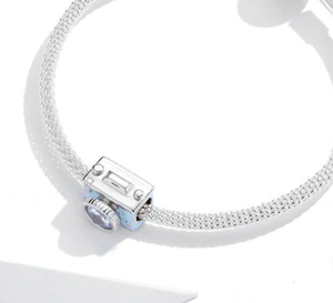 Nouveau arrivé <span class=keywords><strong>bleu</strong></span> émail caméra photographie perles 925 argent Sterling brillant Zircon breloques bricolage femmes Bracelet - Product Image 3