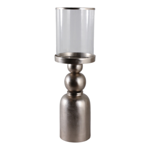 Portacandele Decorativo Contemporaneo con Vetro Rimovibile, Elegante Centrotavola per Soggiorno, Base in Metallo - Product Image 4