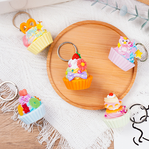 Handmade Plastic Cake <b>Model</b> Simulation Cream <b>Glue</b> Egg Tart Cake 3D Keychain Crafts Food Play Toys for Decor Parties Display - Product Image 5