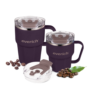 Mug à café <span class=keywords><strong>en</strong></span> acier inoxydable 304 antidérapant de 360 ml et 600 ml avec poignée et couvercle <span class=keywords><strong>2</strong></span> <span class=keywords><strong>en</strong></span> 1, surface personnalisable pour les boissons chaudes/froides, idéal comme cadeau - Product Image 1