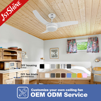 Ventilador de Techo 1stshine de 42 Pulgadas con Asistente de Voz por Aplicación Móvil, Control Remoto y Luz, Diseño Contemporáneo con Aspas de ABS
