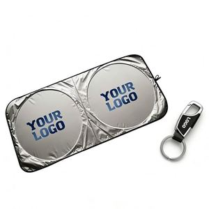 Wholesale Custom Print Logo Double Circle Fold Front Windshield <b>Shade</b> for Car Dealer Business Promo Gift Sunshade - Product Image 1