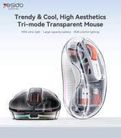Souris sans fil ultra-légère Yesido Mini, éclairage RGB coloré, esthétique haut de gamme, souris transparente tri-mode KB71