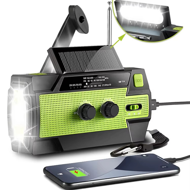 Emergency Hand Crank Solar NOAA Weather Survival Radio with Flashlight & Reading Lamp Plastic Internet Radio