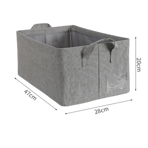 Breathable Cotton Linen <strong>Beige</strong> Grey Color Washable Basket Folding <strong>Storage</strong> <strong>Box</strong> With Two Handles for Clothes Finishing - Product Image 6