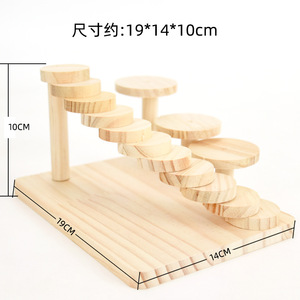 Plateforme d'exercice en bois massif pour hamster avec échelle d'escalade et gamelle – Aire de jeux naturelle pour animaux de compagnie - Product Image 5