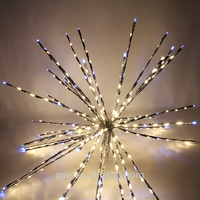 Guirlande lumineuse LED Starburst de 24 pouces, blanc chaud, IP44, sphère de feux d'artifice suspendue en plastique, pour Noël, intérieur/extérieur, étanche