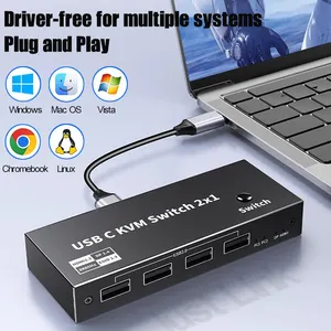 Justlink TYP C KVM-Switch 2x1 HDMI2.1 DP 1.4 mit 8K 60Hz 4K 144Hz 2-Port USB KVM HDMI-Switch Rohs-zertifizierter DP-Switch