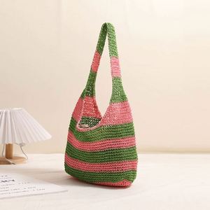 Bolso Tejido a Crochet con Rayas de Gran Capacidad, Nuevo Bolso de Playa para Vacaciones en la Costa, con Cierre de Concha, Hecho a Mano para Mujer - Product Image 3