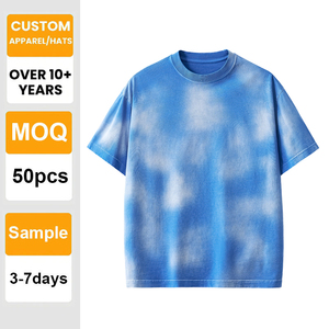 Camiseta Tie Dye con Logotipo Personalizado, 230 g/m², Lisa, Hombros Caídos, de Algodón Grueso, para Impresión al por Mayor, Unisex, Bordada - Product Image 1