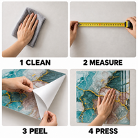 Papier peint auto-adhésif en marbre bleu sarcelle et or avec surface PET nettoyable pour murs décoratifs intérieurs