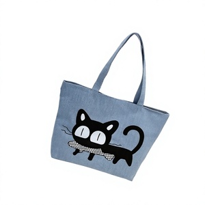 Bolso de Hombro de Lona con Estampado de Dibujos Animados y Bordado al por Mayor, con Cierre de Cremallera, Antirrobo, Portátil, Moderno y Casual para Mujer - Product Image 4