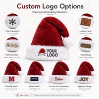 Gorro de Santa Claus de Felpa Corta de 70G con Logotipo Personalizado, 45cm, Borde de Piel Multicolor, Decoración Navideña, Económico, Venta al Por Mayor, OEM