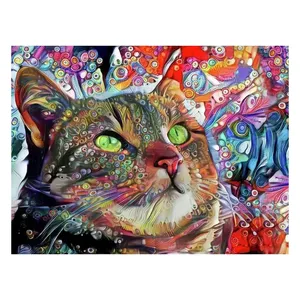 Creative Cat pattern oil paint by numbers for adult beginner digital oil painting