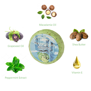Barre de shampooing MOJITO biologique faite à la main savon pour les cheveux OEM emballage recyclable zéro déchet à base de plantes de haute qualité nettoyage en profondeur et hydratation - Product Image 5