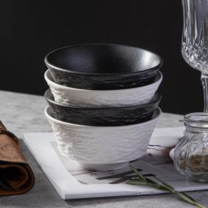 Elegant Ceramic Porcelain Bowls Frost Eco-Friendly Matte <b>Black</b> Glaze 400/600ml Capacity Japandi Style Deep Soup Salad Bowls - Product Image 2