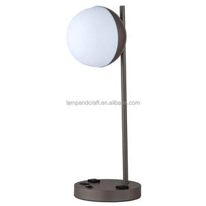 Lampe de bureau en métal à base ronde avec prise de courant pour la décoration de la maison, chambre à coucher, hall d'hôtel, chambre d'hôtel - Product Image 5