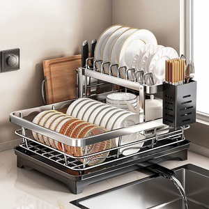 XDRD Cesta de Almacenamiento de Vajilla Compacta de Dos Niveles para Encimera, Escurridor de Platos y Tazones de Acero Inoxidable Resistente para Cocina - Product Image 4