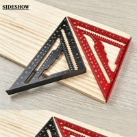 Règle triangulaire en alliage d'aluminium de 7 pouces, outil triangulaire à 45/90 degrés, règle à angle droit, outils de mesure pour la menuiserie