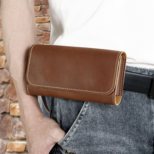 Sac de taille en cuir de vachette pour hommes avec <span class=keywords><strong>ceinture</strong></span> Petit étui <span class=keywords><strong>portable</strong></span> d'extérieur pour les yeux et IPhonepro Téléphone Couche supérieure Matériau - Product Image 1