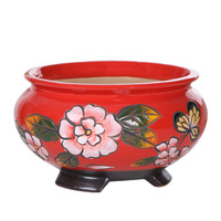 Jardinière créative peinte à la main en céramique de style coréen avec un design à large ouverture pour les fleurs