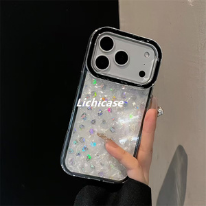 Lichicase Màu Khung Phong Cách Long Lanh Cô Gái Trường Hợp Điện Thoại Cho <span class=keywords><strong>Iphone</strong></span> 17 Pro Max Tùy Chỉnh Chống Sốc Cover Quay Lại - Product Image 4