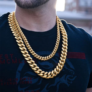 Collar de Cadena de Acero Inoxidable Chapado en Oro de 14k y 18k para Hombre al Por Mayor Estilo Hip Hop Cubano Miami - Product Image 3