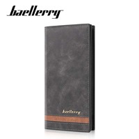 Baellerry Portefeuille à fermeture éclair décontracté de style vintage pour homme Long sac à main en cuir PU Porte-cartes fonctionnel Doublure en polyester Pochette Cash
