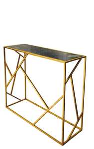 โต๊ะคอนโซลกาแฟทรงสี่เหลี่ยมผืนผ้าสีทอง โครงเหล็กเคลือบสี ท็อปหินอ่อนสีขาว ดีไซน์ทันสมัย เฟอร์นิเจอร์บ้านสุดหรู ขายส่ง - Product Image 2