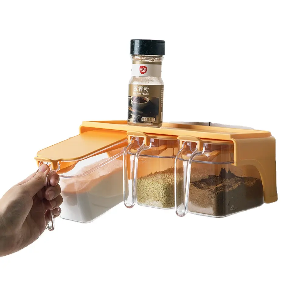 Clear Kruiden Doos Spice Rack - 3 Stuk Plastic Doos-Opslag Container Kruiderij Potten-Cruet Kruiden Doos Spice rack