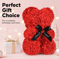 Beruang Mawar Buatan Grosir dengan Boneka Beruang Bunga Abadi Buatan Tangan untuk Hadiah Hari Valentine Hari Ibu dengan Kotak