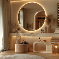 Miroir de salon mural commercial Miroir mural rétro-éclairé Miroir de salle de bain led intelligent avec écran tactile