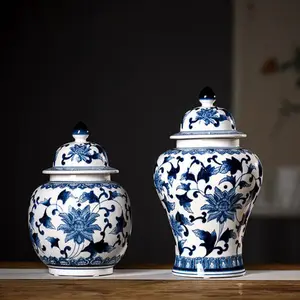 Цзиндэчжэнь, набор для ручной росписи из синего и белого фарфора, керамический контейнер, керамическая банка для хранения, ваза для домашнего декора
