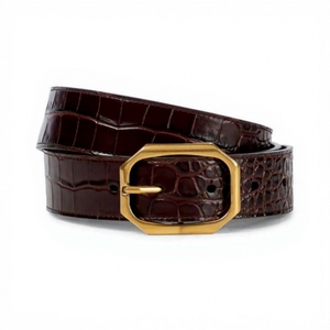 Ceinture de luxe vintage en cuir de vachette écologique et imperméable avec boucle ardillon en acier à motif crâne imprimé par transfert thermique BS INTERNATIONAL NA28 - Product Image 6