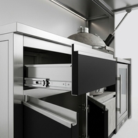 Meuble de cuisine extérieur moderne sur mesure de 2,5 m en acier inoxydable 304, avec évier et rangement modulaires pour barbecue