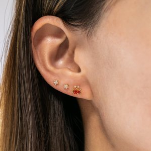 Cute Marine Earring Set - Copper Gold Plated Starfish <strong>Crab</strong> Seahorse Jellyfish Stud Earrings for Women Gemstone Beach <strong>Jewelry</strong> - Product Image 4