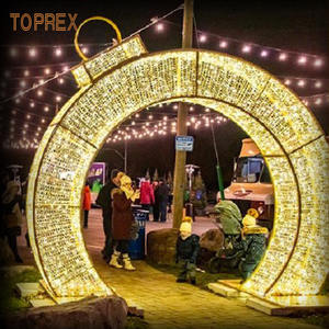 Luci Decorative a Motivo di Archi Circolari 3D Natalizi da Esterno Toprex Decor a LED per Uso Commerciale Oro in Serie - Product Image 2