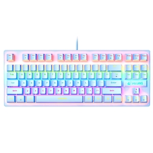 Sıcak satış ücretsiz kurt K2 87 tuşları RGB arkadan aydınlatmalı ofis dizüstü Punk parlayan mekanik kablolu oyun klavyesi - Product Image 1