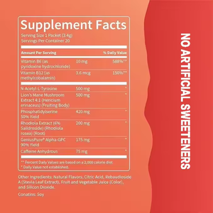 SuperFocus Fruit Punch Sports <strong>Nutrition</strong> 20 On-<strong>the</strong>-Go Packets Nootropic Focus Drink Mix Magnesium Lions Mane Rhodiola Sugar Free - Product Image 6