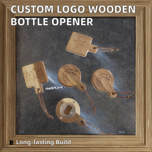 Ouvre-bouteille en bois rond avec logo personnalisé, décoration moderne pour la maison, aimant de réfrigérateur promotionnel, ouvre-bière - Product Image 2