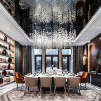 Lampes suspendues modernes en forme de goutte de pluie pour le salon, lustres de luxe en cristal de verre transparent