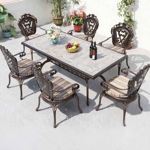 Ensemble de jardin moderne en aluminium moulé pour l'extérieur, 6 places, table et chaises de salle à manger durables résistantes aux UV pour la cour, l'hôtel - Product Image 5