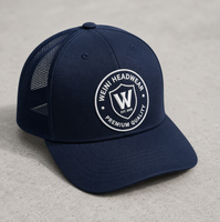 Gorra de béisbol trucker de malla con diseño de hojas a cuadros, deportiva, étnica, de 6 paneles, con logotipo personalizado, cierre de hebilla de un solo botón, transpirable